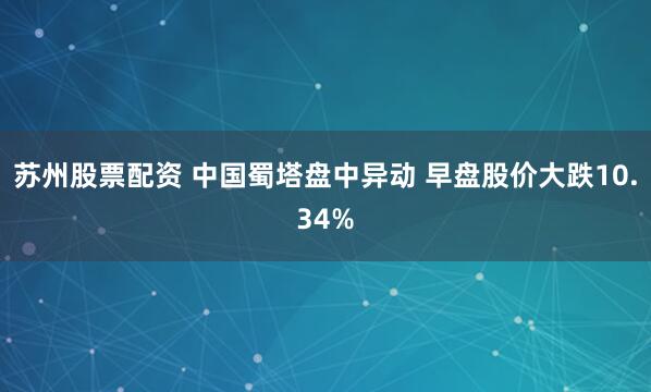 苏州股票配资 中国蜀塔盘中异动 早盘股价大跌10.34%